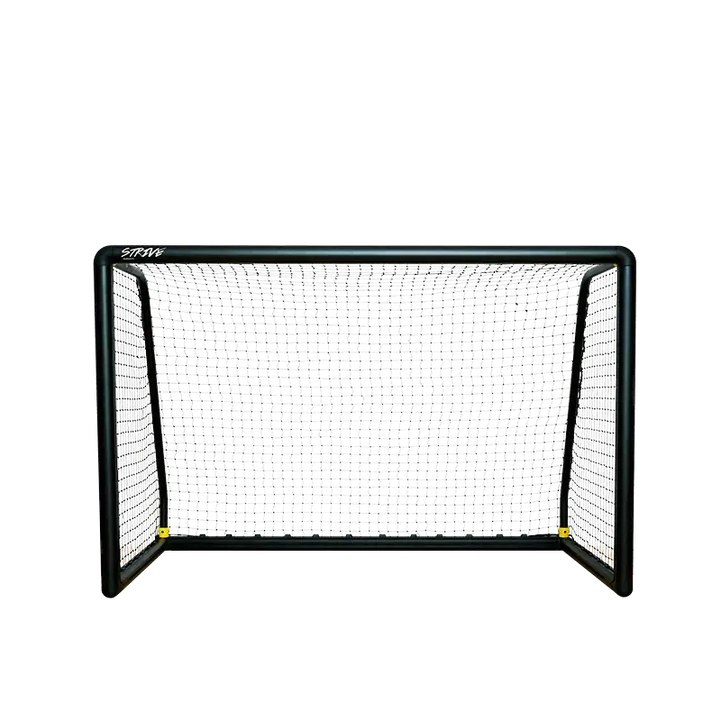Strive M4 4x6 ft backyard soccer goal with durable net and black aluminum frame
