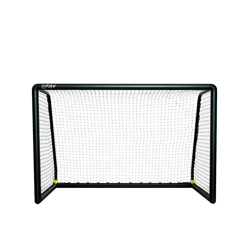 Strive M4 4x6 ft backyard soccer goal with durable net and black aluminum frame